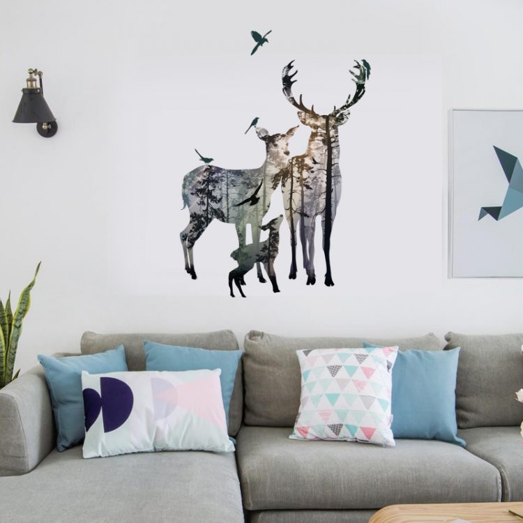 Elk Forest Silhouette Wall Sticker - Walling Shop