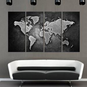 4pieces-framed-Wall-Art-Picture-Gift-Home-Decoration-Canvas-Print-painting-Black-and-white-world-map.jpg