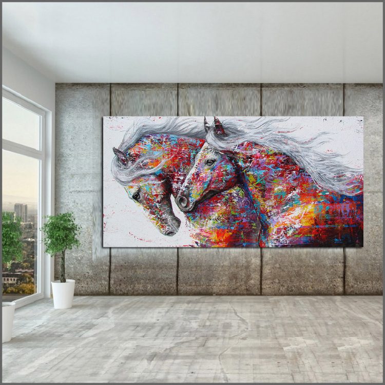 Large Abstract Horse Canvas Wall Art