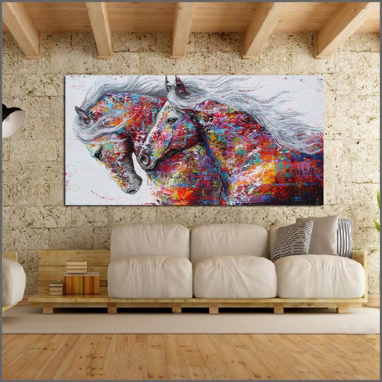 Large Abstract Horse Canvas Wall Art