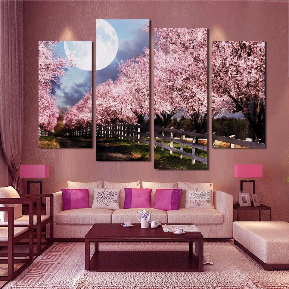 4 Panel Sunrise Landscape Canvas Wall Art - Walling Shop