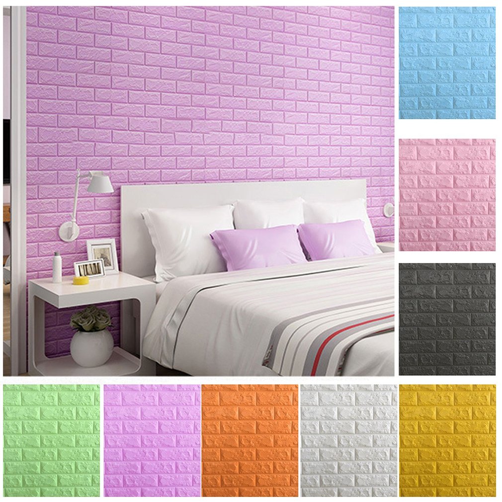 Multi-color 3D Foam Brick Self Adhesive Wallpaper ...