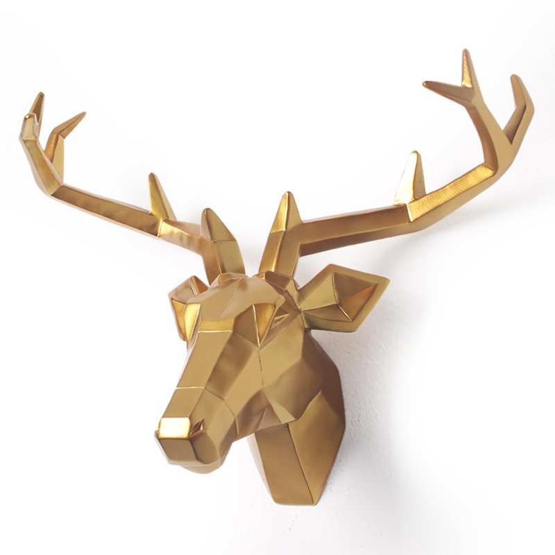 Nordic Deer Head Sculpture Resin Domineering Statue Animal Home Room Decoration 