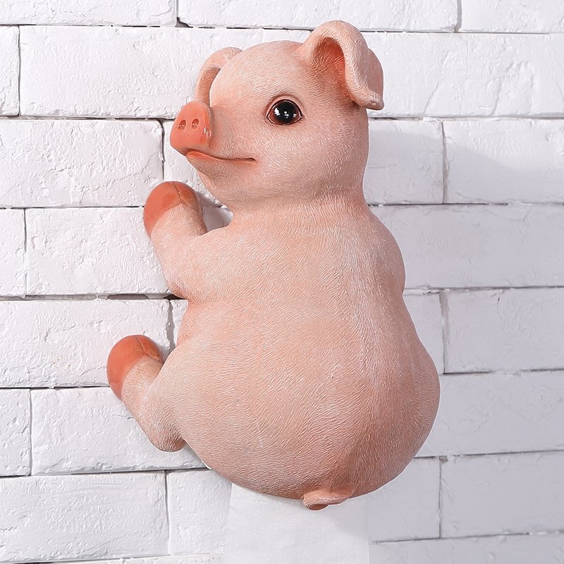 1pc Cute Pig Shaped Hanging Hand Towel, Grey
