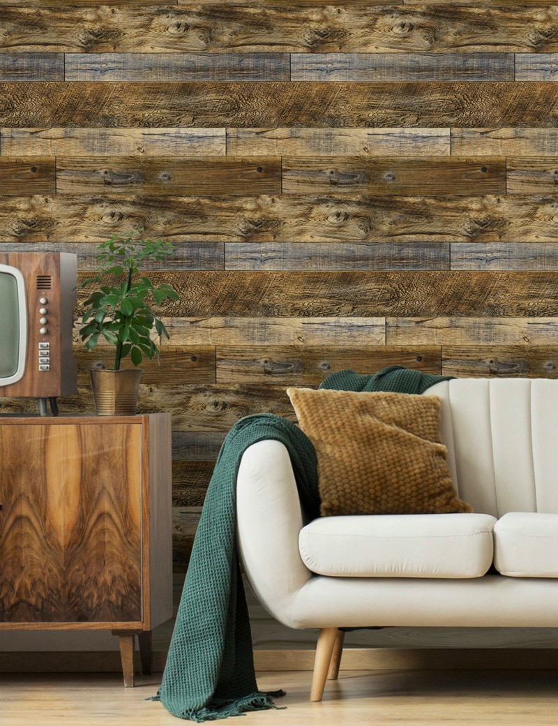 3d Waterproof Vintage Wood Panel Wallpaper | Walling Shop