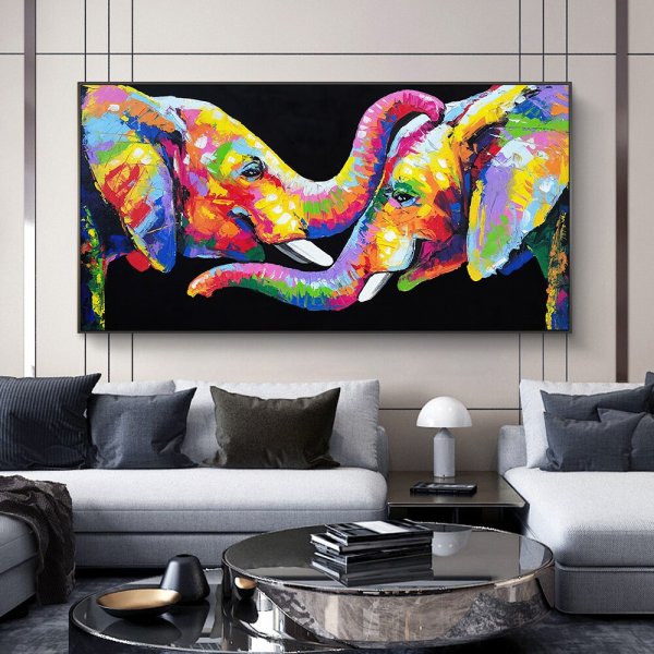 Abstract Cute Elephant Lovers Canvas Art - Walling Shop